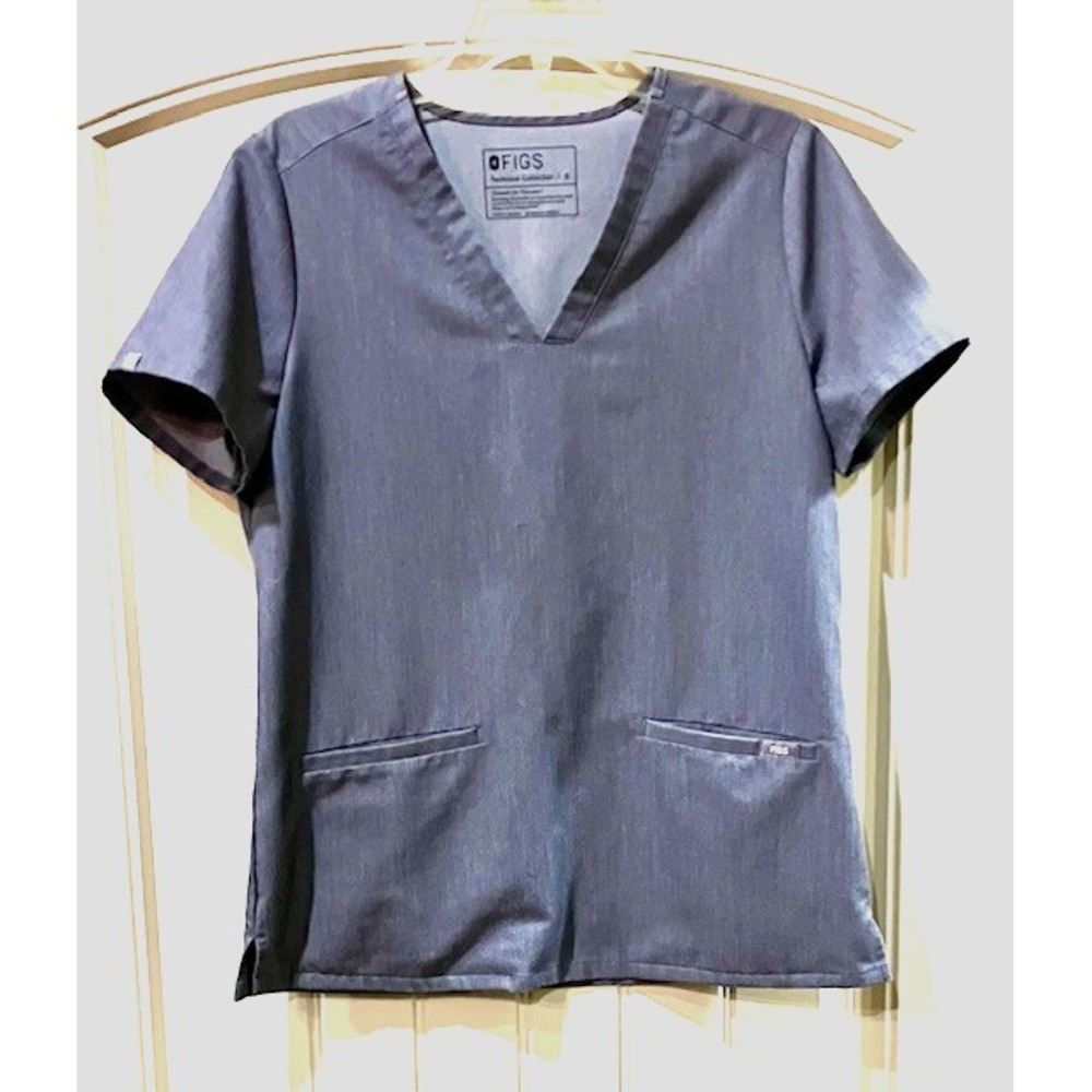 FIGS Women's Scrub Top Gray V Neck Short Sleeve Technical Collection Size Small